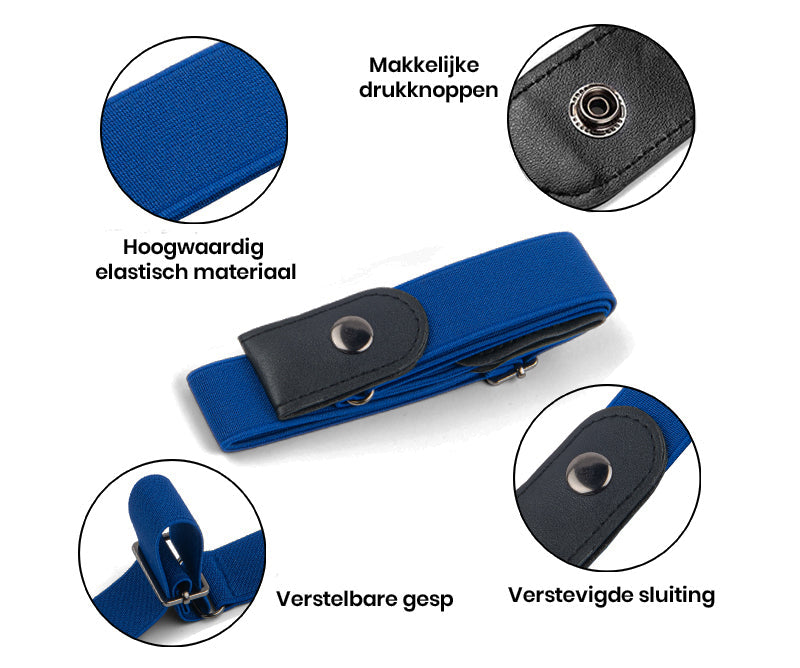 HappyStrappy.® blauwe elastische riem
