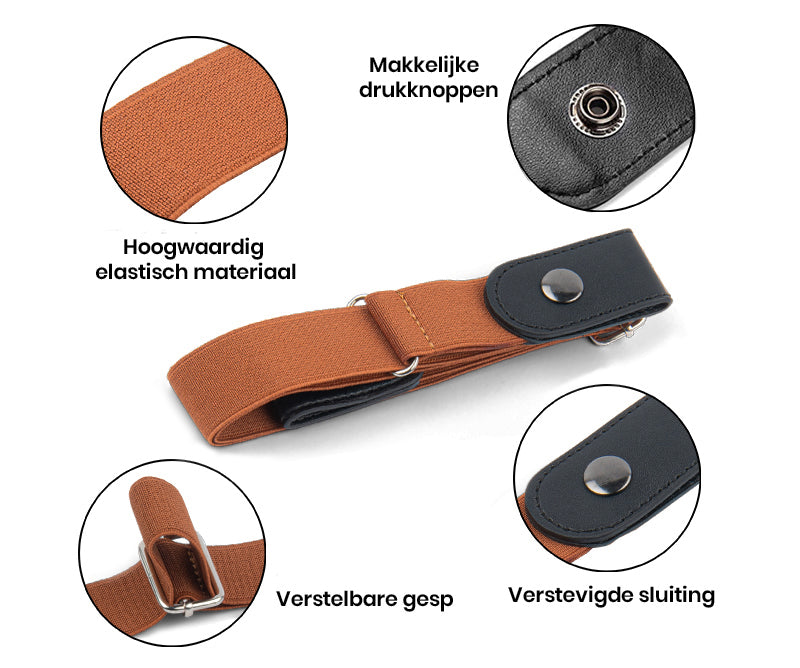 HappyStrappy.® bruine elastische riem